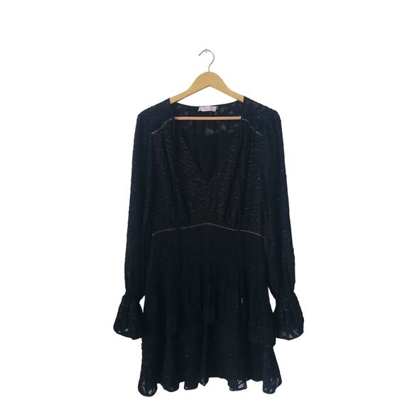 Ramy Brook Dresses & Skirts - Ramy Brook Wells Metallic Embroidered Long Sleeve Mini Dress Black Size 10